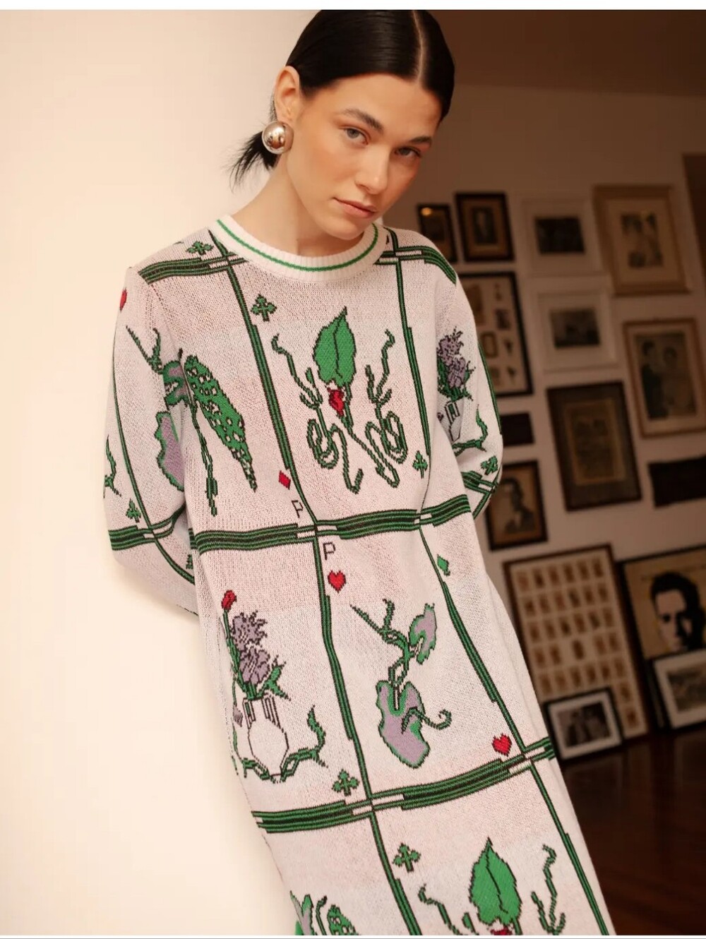 Papel x Atelier Crump Designer Botanical Playing Card Knit Dress